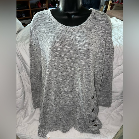 Neon Buddha Jewelled Button Scoop Neck Sweater - Picture 1 of 9